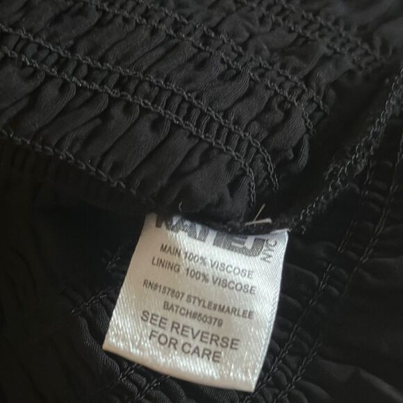 Katie J NYC Girls Marli Short-Sleeve Puff Sleeve Smock Black Textured Blouse - M - Picture 5 of 7